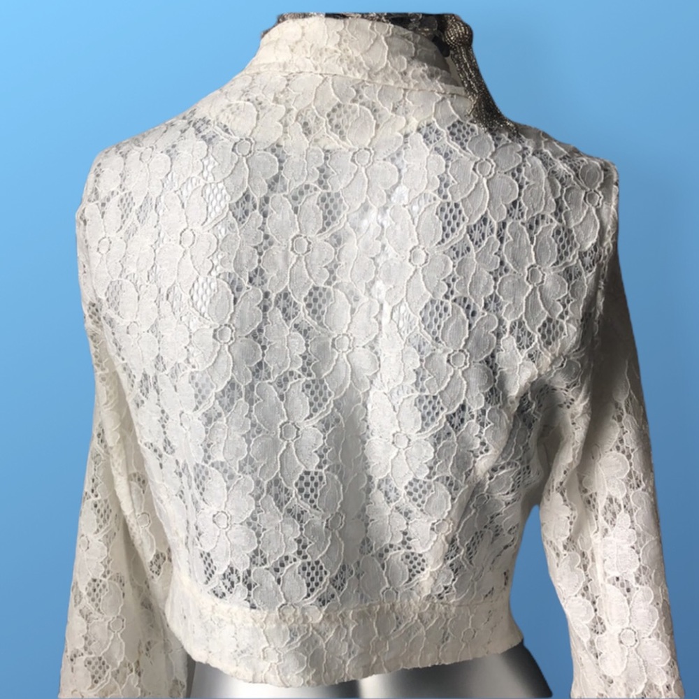 Forever 21 Lightweight Floral Lace Cropped Moto Jacket - Picture 6 of 8